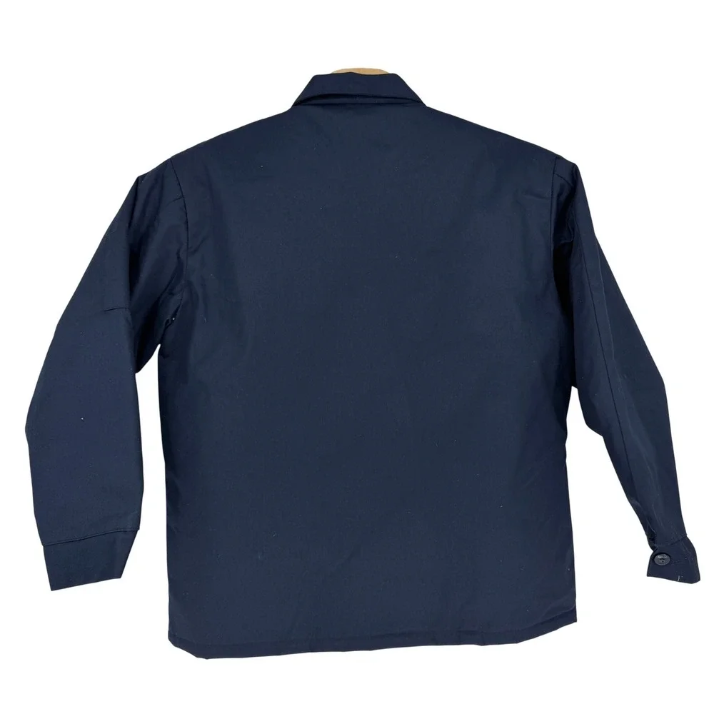 Vintage Aramark Penske Work Jacket Navy Blue Quilted Lined Full Zip Large